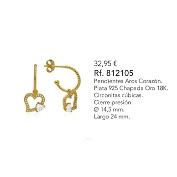 Pendientes aro corazón - Imagen 1