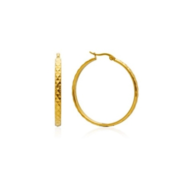 Pendientes aro facetado acero - Imagen 1