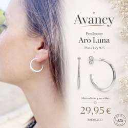 Pendientes aro luna plata de primera ley - Imagen 1