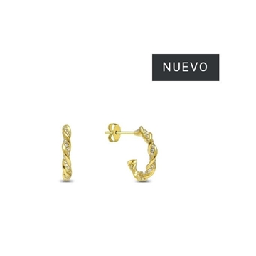 Pendientes aro naval salomónico plata bañada en oro - Imagen 1