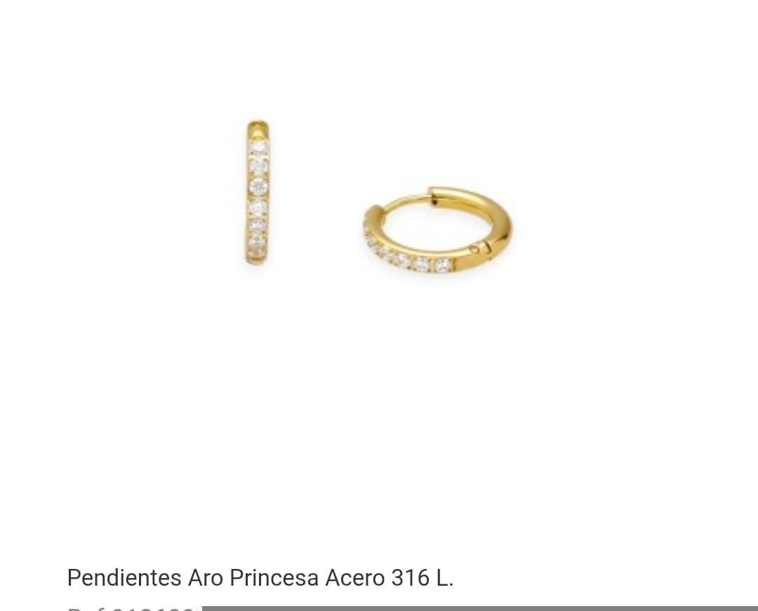 Pendientes aro princesa acero - Imagen 1