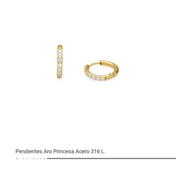 Pendientes aro princesa acero - Imagen 1