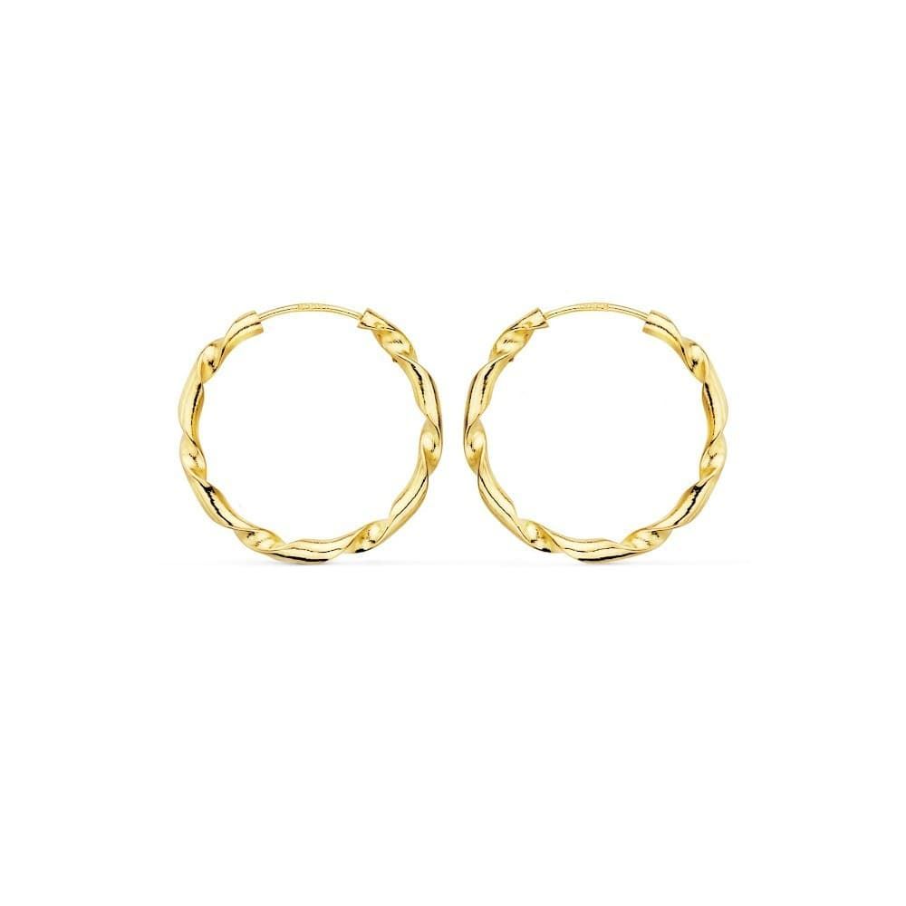 Pendientes aro salomónico oro 18 Kilates - Imagen 2