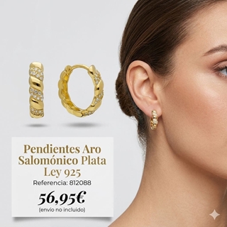Pendientes aro salomónico plata de ley - Imagen 1