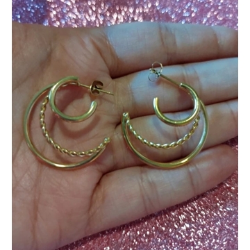 Pendientes aro triple acero - Imagen 1