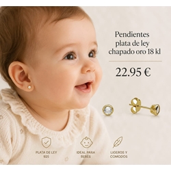 Pendientes con circonita bebé plata de ley - Imagen 1