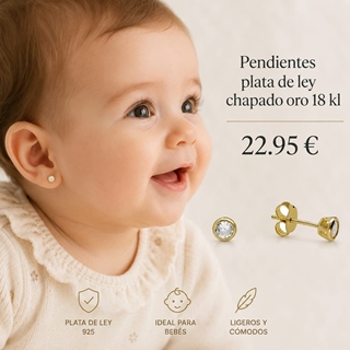 Pendientes con circonita bebé plata de ley - Imagen 1
