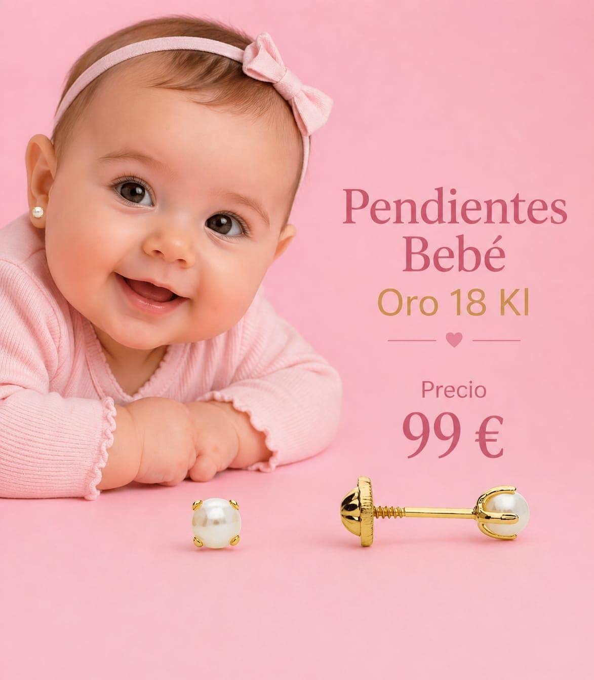 Pendientes con perlas de bebé oro 18 kilates - Imagen 1