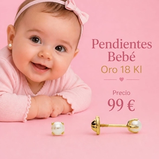 Pendientes con perlas de bebé oro  18 kilates - Imagen 1