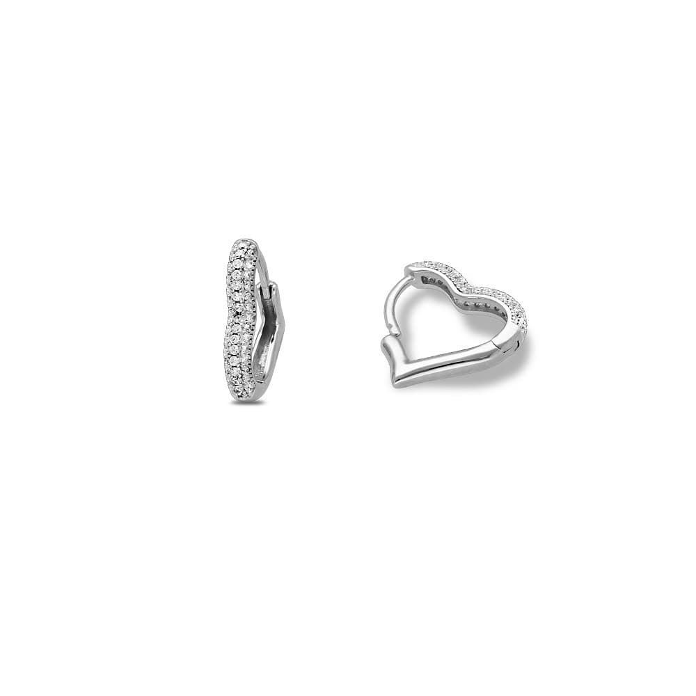 pendientes corazón asimétricos plata de primera ley - Imagen 1