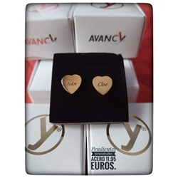 Pendientes corazón liso acero bañado en oro - Imagen 1