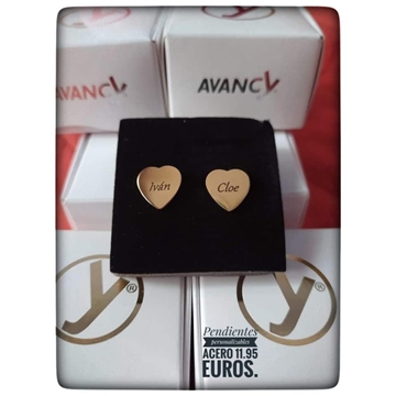 Pendientes corazón liso acero bañado en oro - Imagen 1