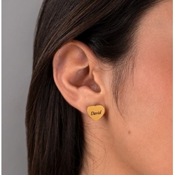 Pendientes corazón liso acero bañado en oro - Imagen 2