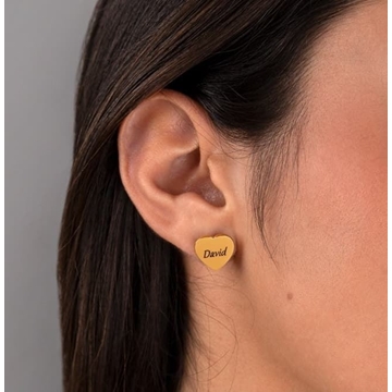 Pendientes corazón liso acero bañado en oro - Imagen 2