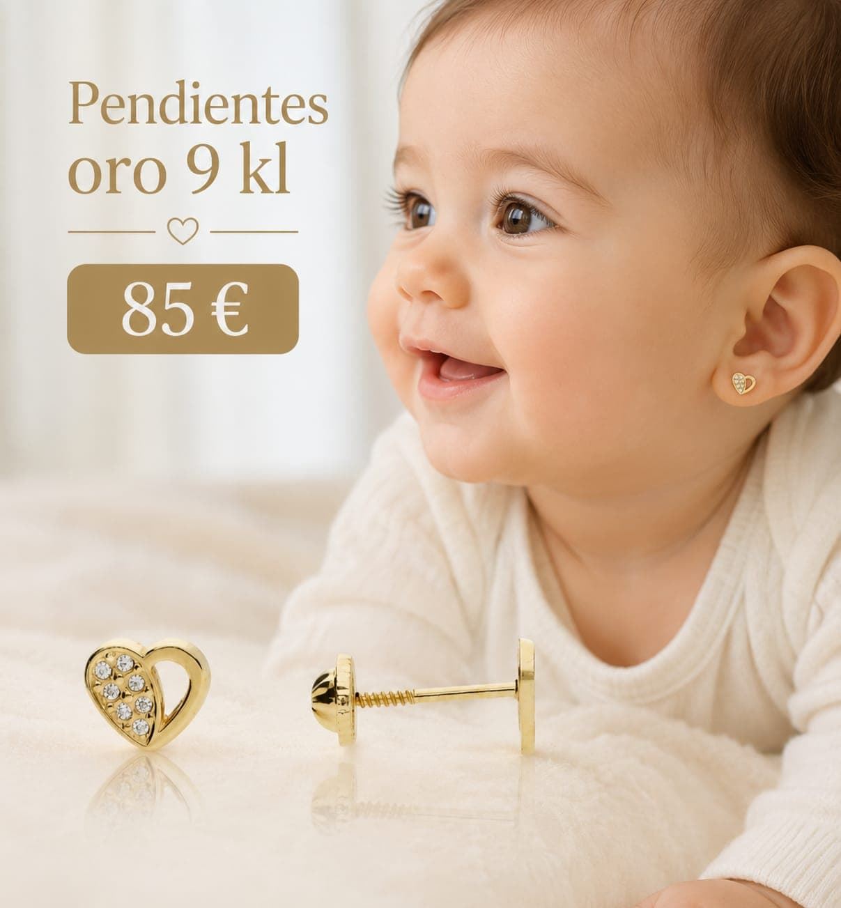 Pendientes corazón Oro bebé - Imagen 1