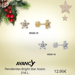 Pendientes estrella con circonitas acero - Imagen 1