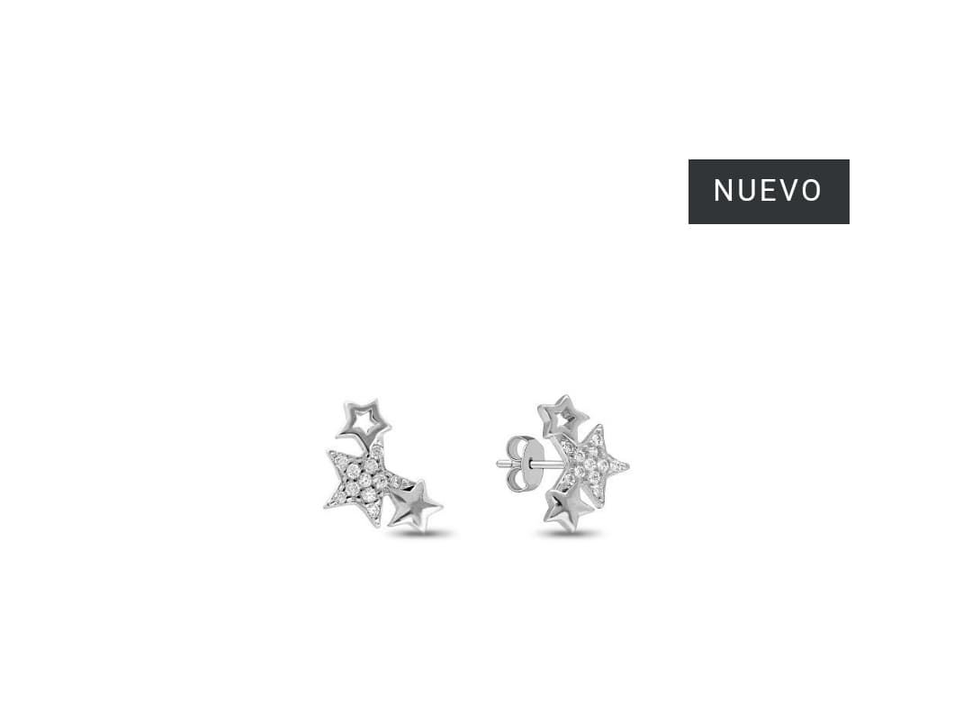 Pendientes estrellas con circonitas plata de ley - Imagen 1