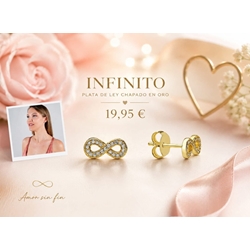 Pendientes infinito plata de ley bañados en oro - Imagen 1