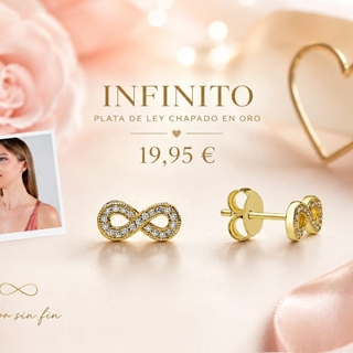 Pendientes infinito plata de ley bañados en oro - Imagen 1