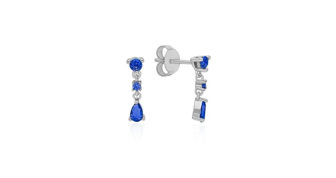 Pendientes lágrima azul plata - Imagen 1