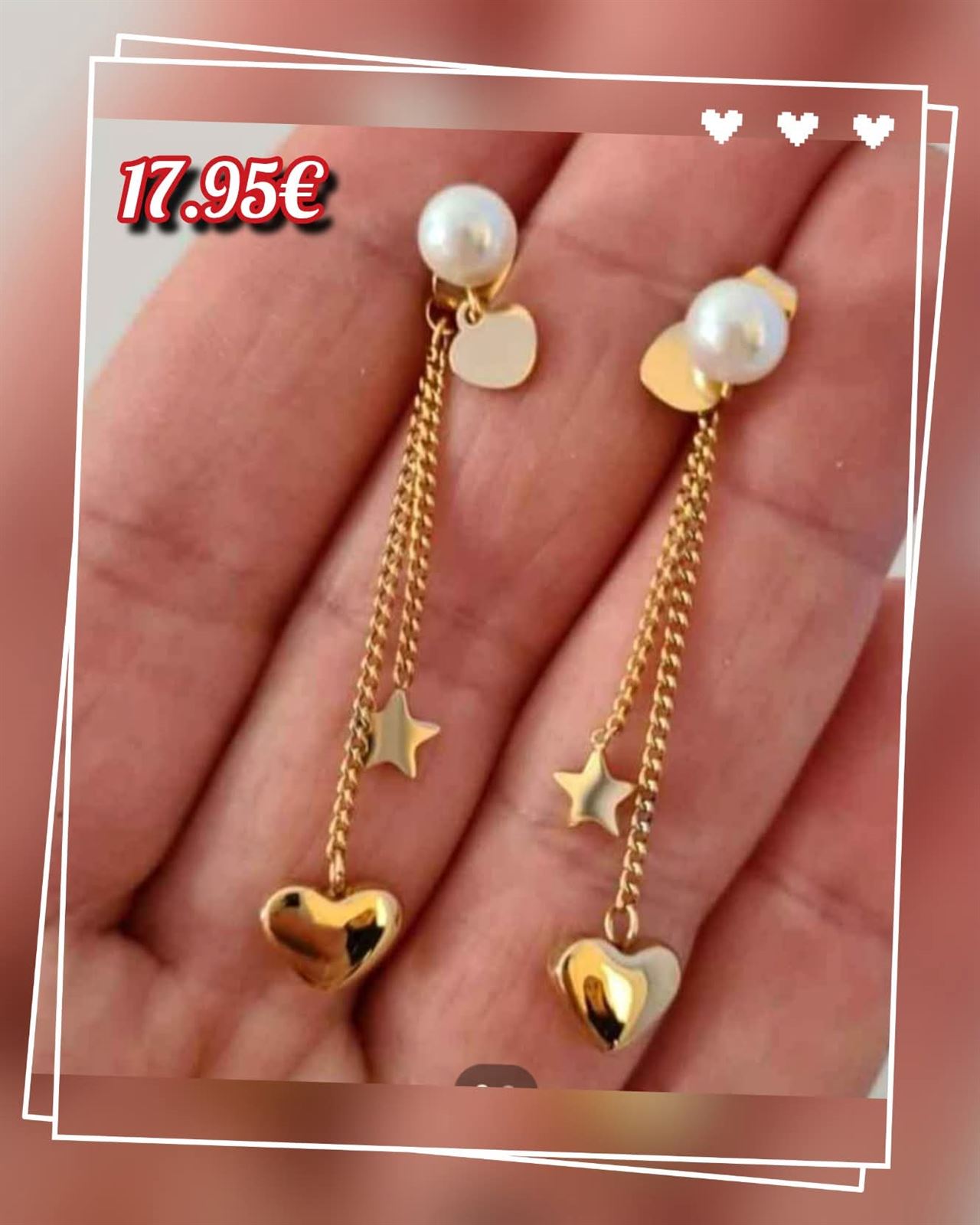 Pendientes largos corazón - Imagen 1