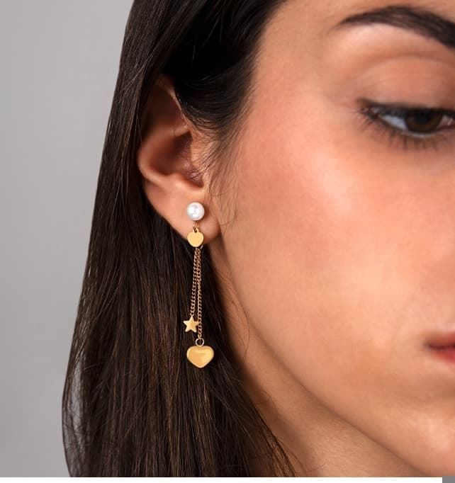 Pendientes largos corazón - Imagen 2