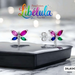 Pendientes Libélula plata de primera ley - Imagen 1