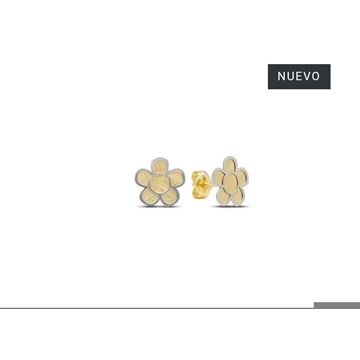 Pendientes margarita bicolor oro 18ktes - Imagen 1