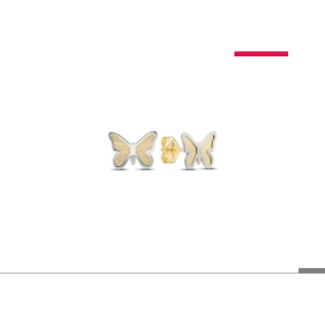 Pendientes mariposa bicolor oro 18 ktes - Imagen 1