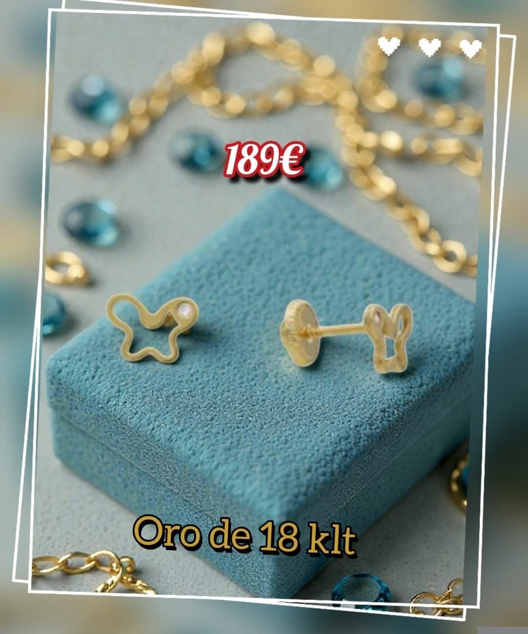 Pendientes mariposa oro 18 kilates primera comunión - Imagen 1