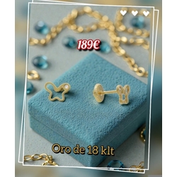 Pendientes mariposa oro 18 kilates primera comunión - Imagen 1
