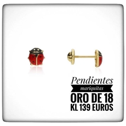 Pendientes mariquita bebé de oro - Imagen 1