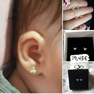 Pendientes Mickey niña plata de ley - Imagen 1