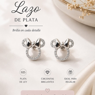 Pendientes Minnie con lazo de plata - Imagen 1