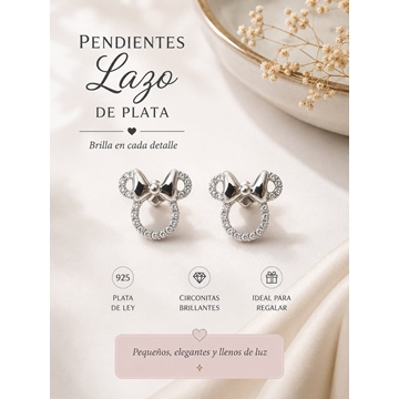 Pendientes Minnie con lazo de plata - Imagen 1