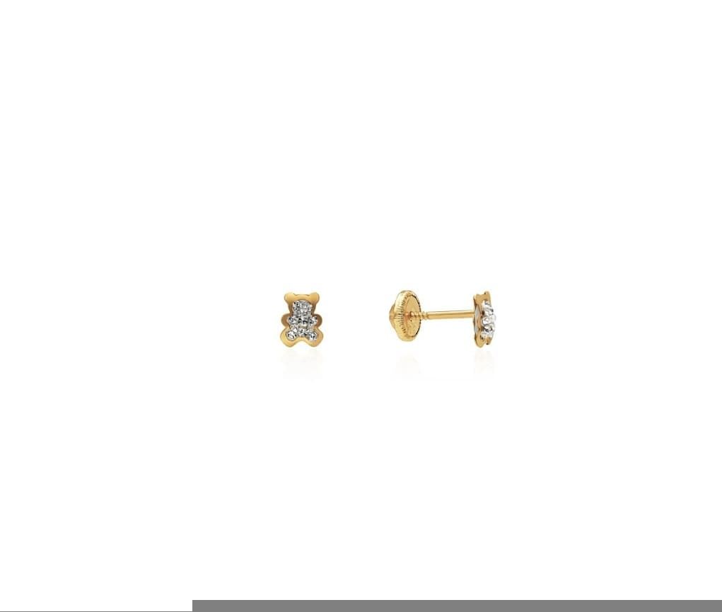 Pendientes oso con circonitas oro 18 ktes - Imagen 1