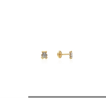 Pendientes oso con circonitas oro 18 ktes - Imagen 1