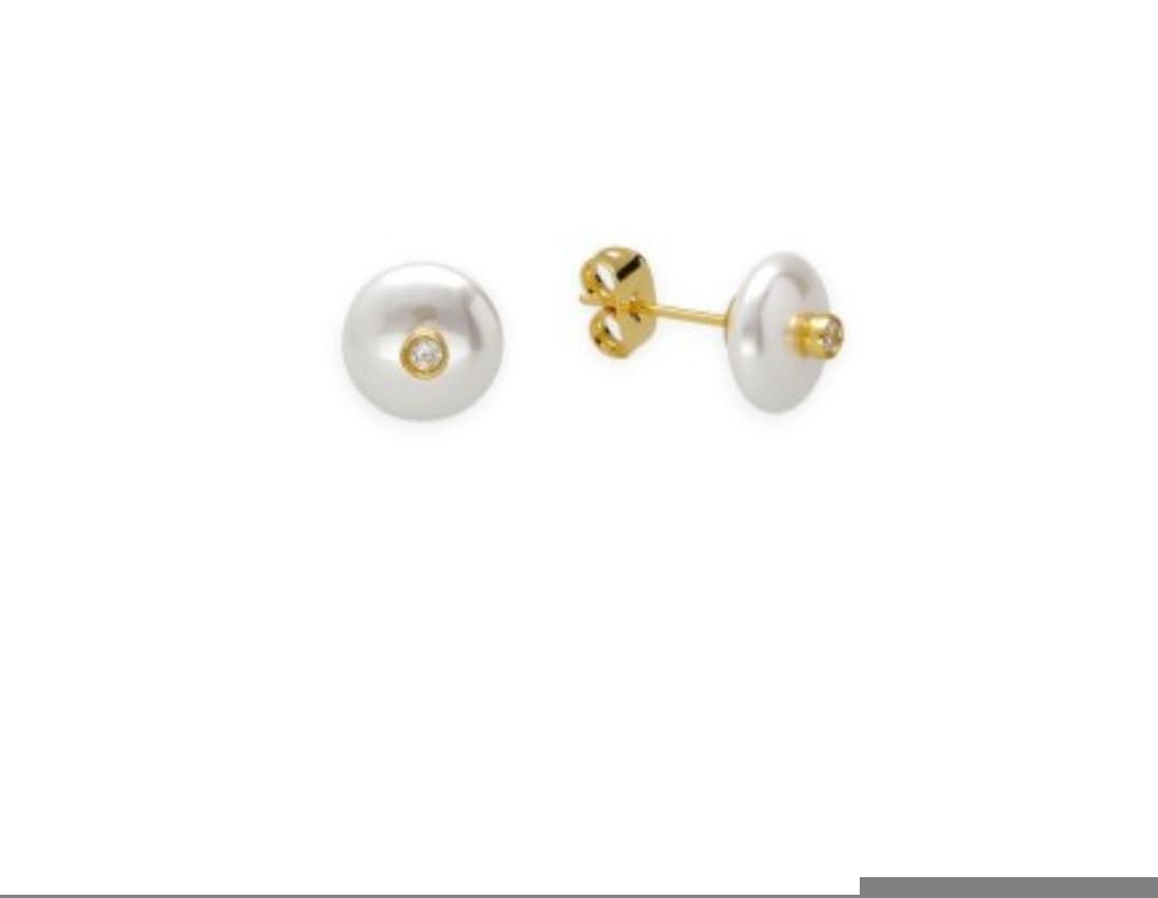 Pendientes perla con circonita acero - Imagen 1