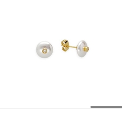 Pendientes perla con circonita acero - Imagen 1