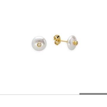 Pendientes perla con circonita acero - Imagen 1