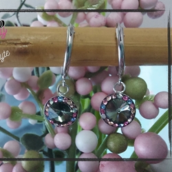 Pendientes rosetón Swarovski Elements  plata de primera ley - Imagen 1