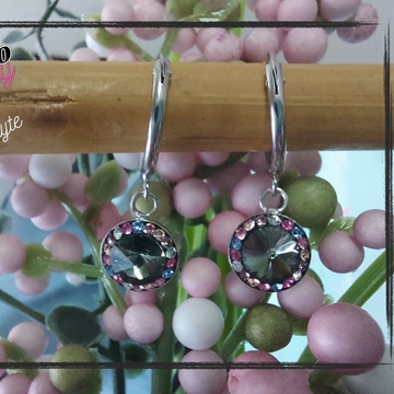 Pendientes rosetón Swarovski Elements  plata de primera ley - Imagen 1