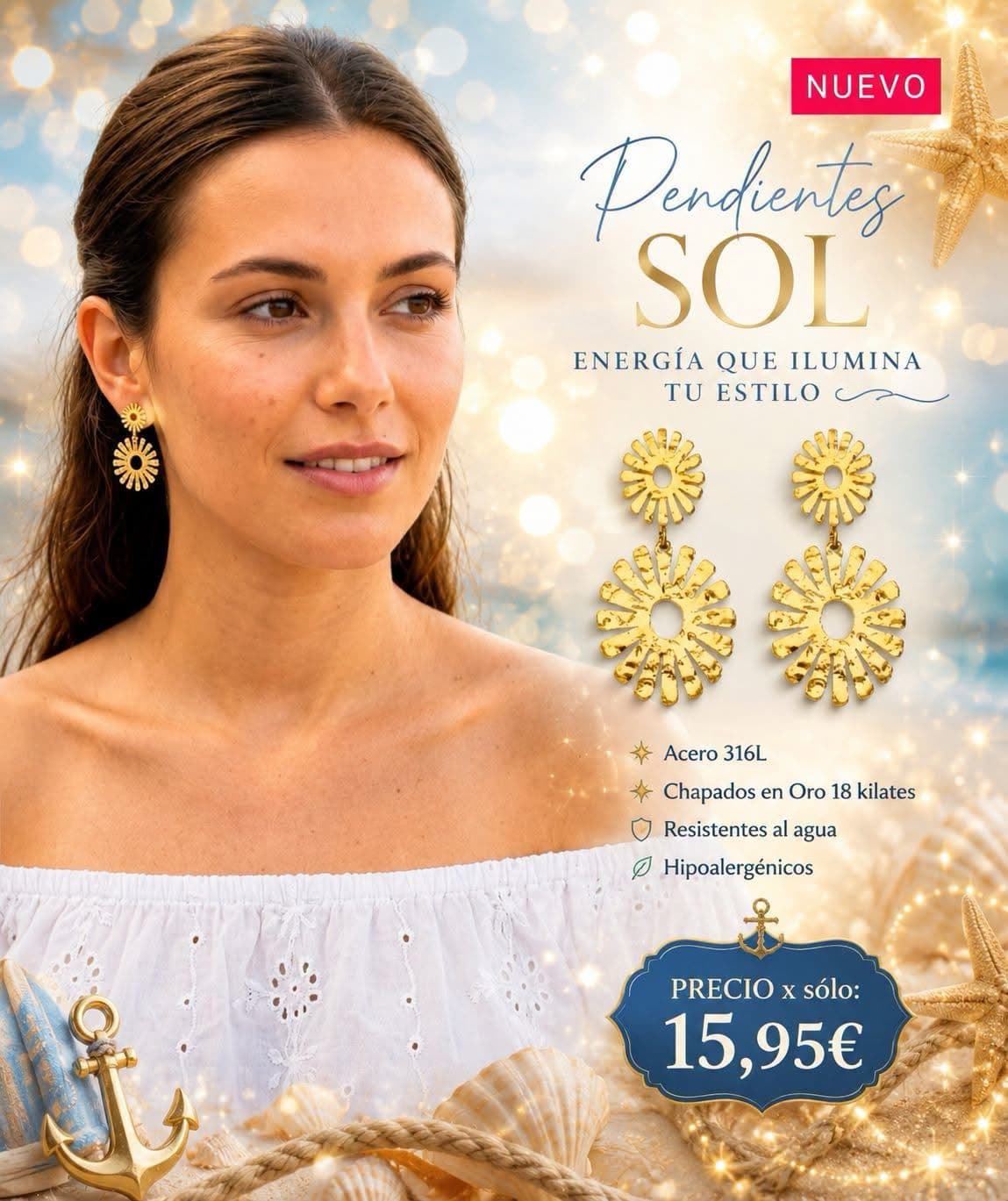 Pendientes Sol acero avancy - Imagen 1