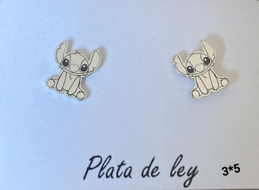 Pendientes Stich plata de ley - Imagen 1