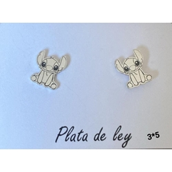 Pendientes Stich plata de ley - Imagen 1