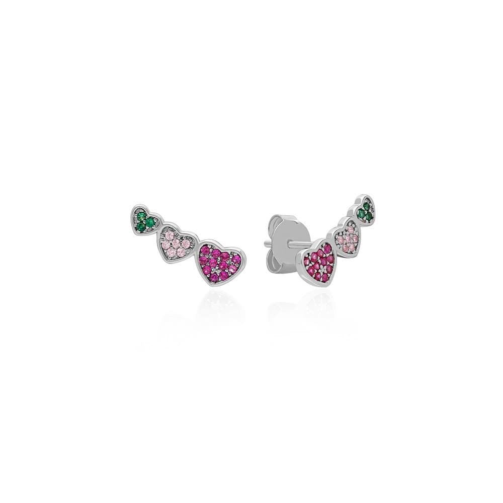 Pendientes tres corazones plata de ley - Imagen 1