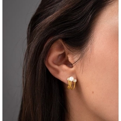 Pendientes tres vías perlas plata - Imagen 2