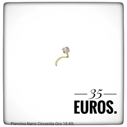 Piercing nariz con circonita oro 18 ktes. Avancy - Imagen 1