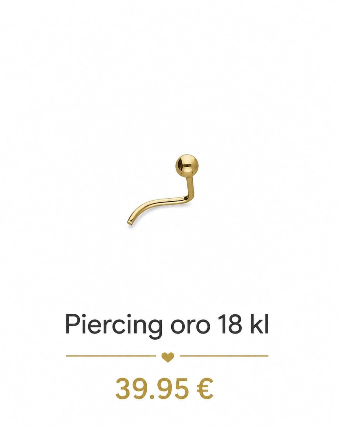 Piercing nariz de bola oro 18 kilates - Imagen 1