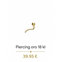 Piercing nariz de bola oro 18 kilates - Imagen 1
